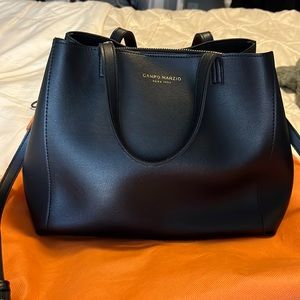Campo Marzio Black Leather Satchel - crossbody and top handle